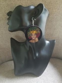 Black Woman Royal Earrings - Adelani Treasures