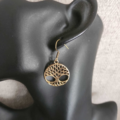 Brass Tree of Life Earrings - Adelani Treasures