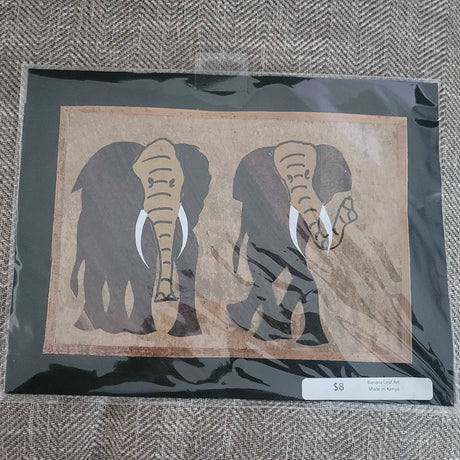 Elephants Banana Leaf Wall Art - Adelani Treasures