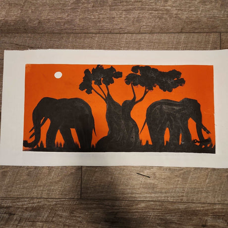 Ghanaian Elephants Painting - Adelani Treasures