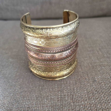 Intricate Brass Cuff Bracelet - Adelani Treasures