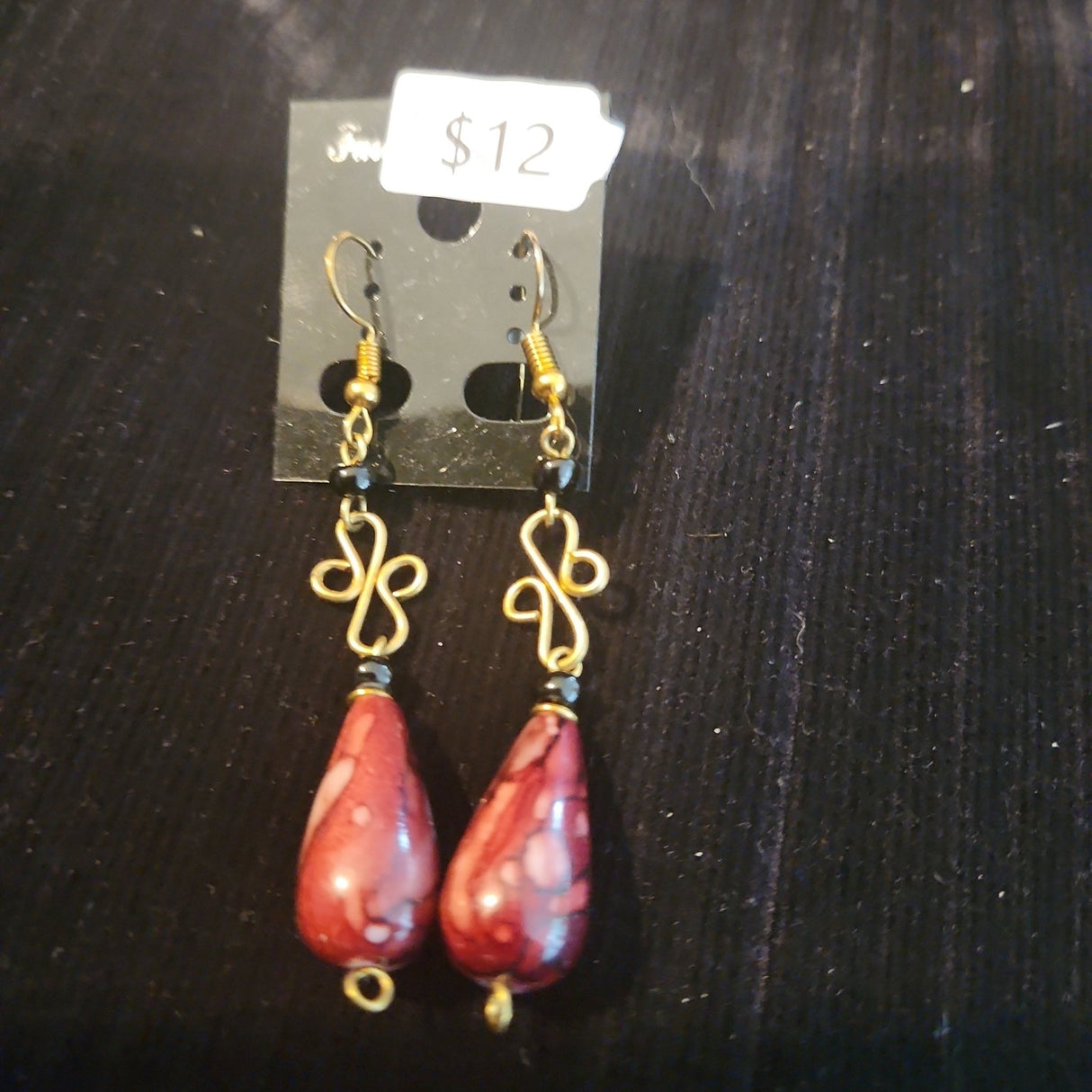 Kenyan Bead & Brass Earrings