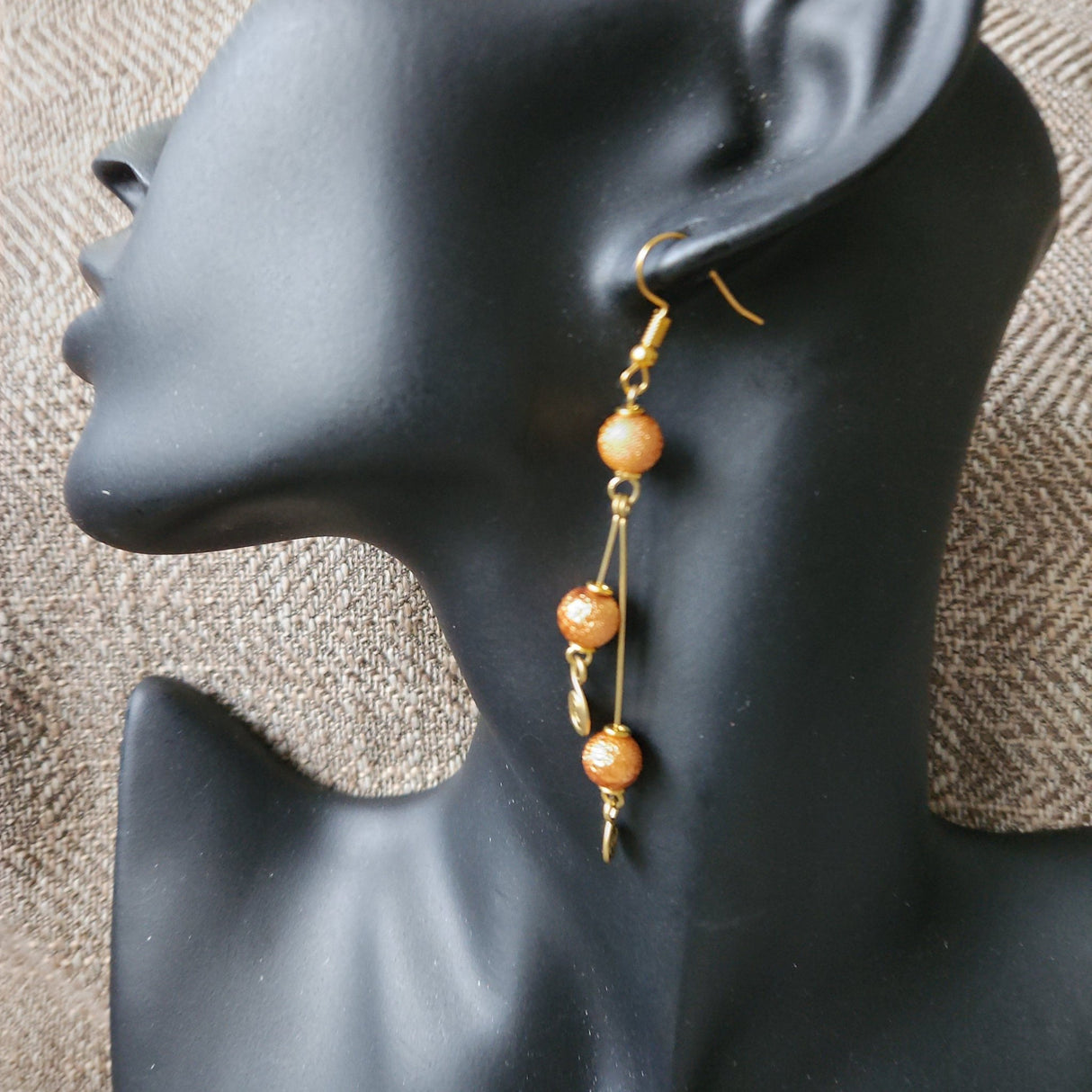 Kenyan Bead & Brass Earrings