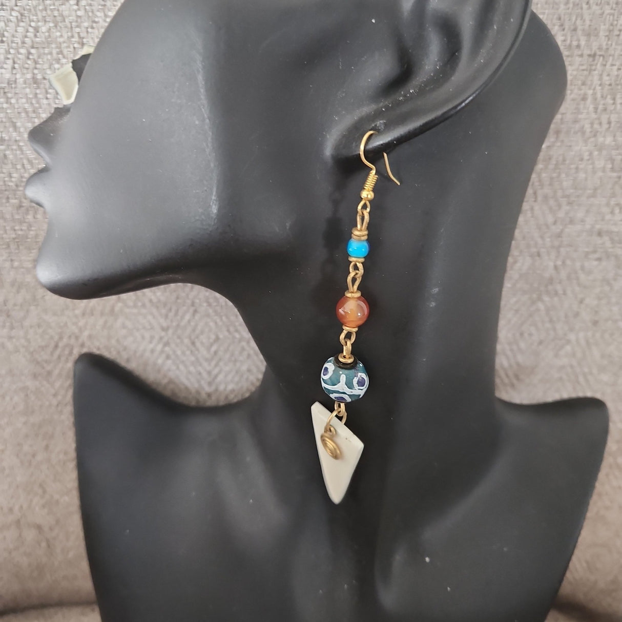 Kenyan Bone & Brass Earrings