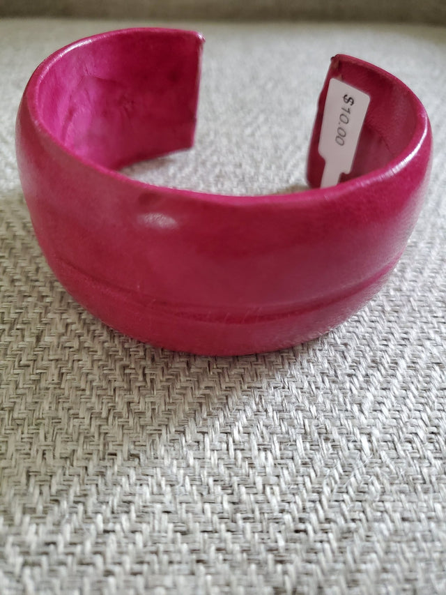 Red Wide Leather cuff bracelet - Adelani Treasures
