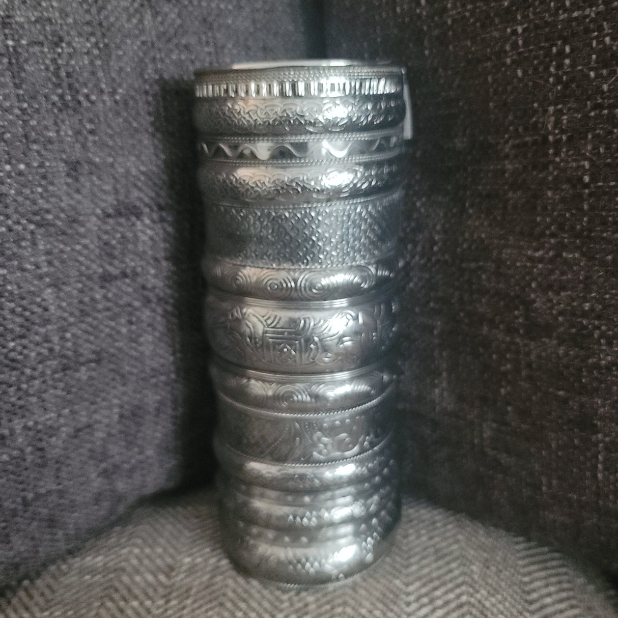 Tin Detailed Long Cuff Bracelet - Adelani Treasures
